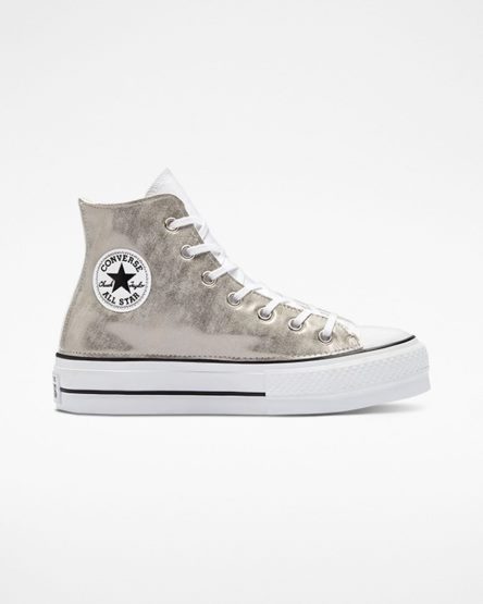 Topanky Na Platforme Converse Chuck Taylor All Star Lift Metallic Wave Vysoke Damske Biele | SK ASLWD9